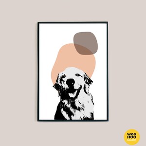 Golden Retriever Dog Pet Portrait Art Digital Print | Animal Printable Instant Download l Wall Decor l Interior Design