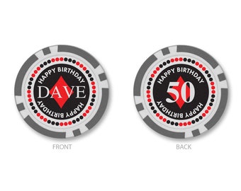 TigerTail Sports Happy Birthday Personalized Name & Age Poker Chips - Official Size and Weight