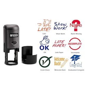 Round Teacher Stamp, Secondary School, 3/4&quot; Self-Inking Rubber Stamp