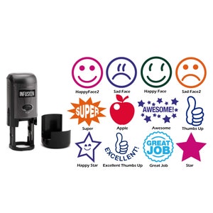 Round Teacher Stamp, Primary School, 3/4&quot; Self-Inking Rubber Stamp