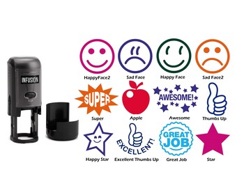 Round Teacher Stamp, Primary School, 3/4" Self-Inking Rubber Stamp