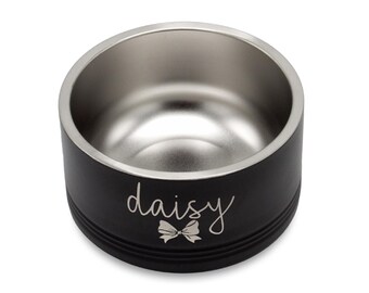 Custom Engraved Stainless Steel Pet Bowl Double Wall Vacuum Insulated Water & Food Bowl for Dogs and Cats - 2 Sizes 4 Colors