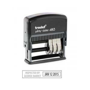 May include: Black self-inking date stamp with the text "trodat printy-dater 4813" and a date wheel. The stamp is set to January 12, 2015.