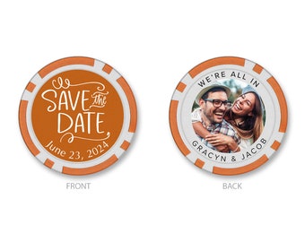 TigerTail Sports Save The Date, We're All in Personalized Engagement Poker Chips