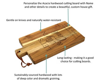 Acacia Wood Laser-engraved Personalized Name Cutting Board