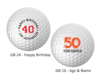 Personalized Happy Birthday Name & Age Golf Balls - Customize The Name and Age (12 Balls)