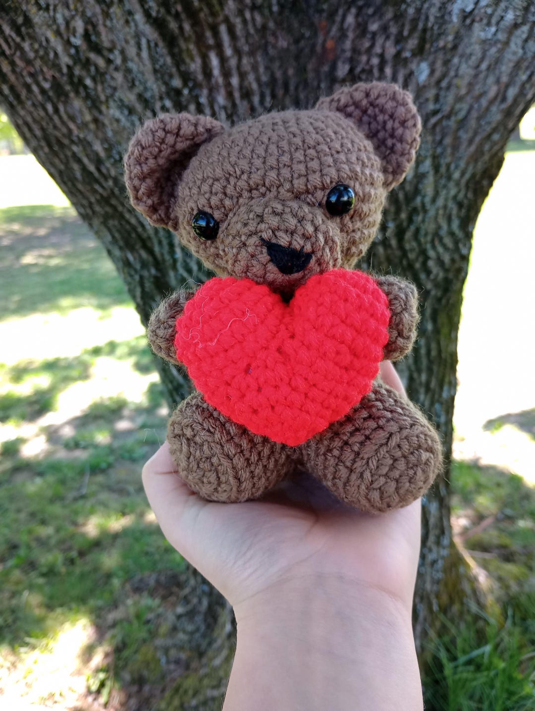 Crochet Teddy Bear Holding a Heart/ Cute Crochet Teddy Bear/ Crochet ...