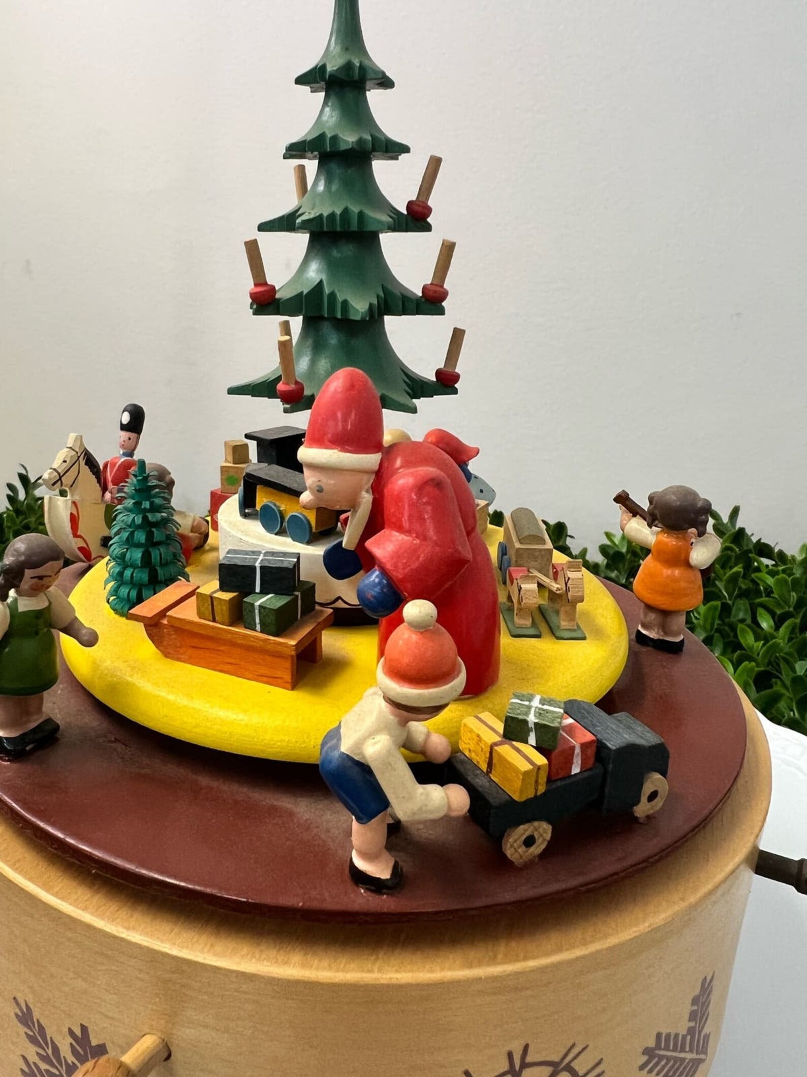 Rare Vintage German Wooden Christmas Music Box/ Handmade German Music