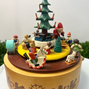 German wooden christmas tree music box