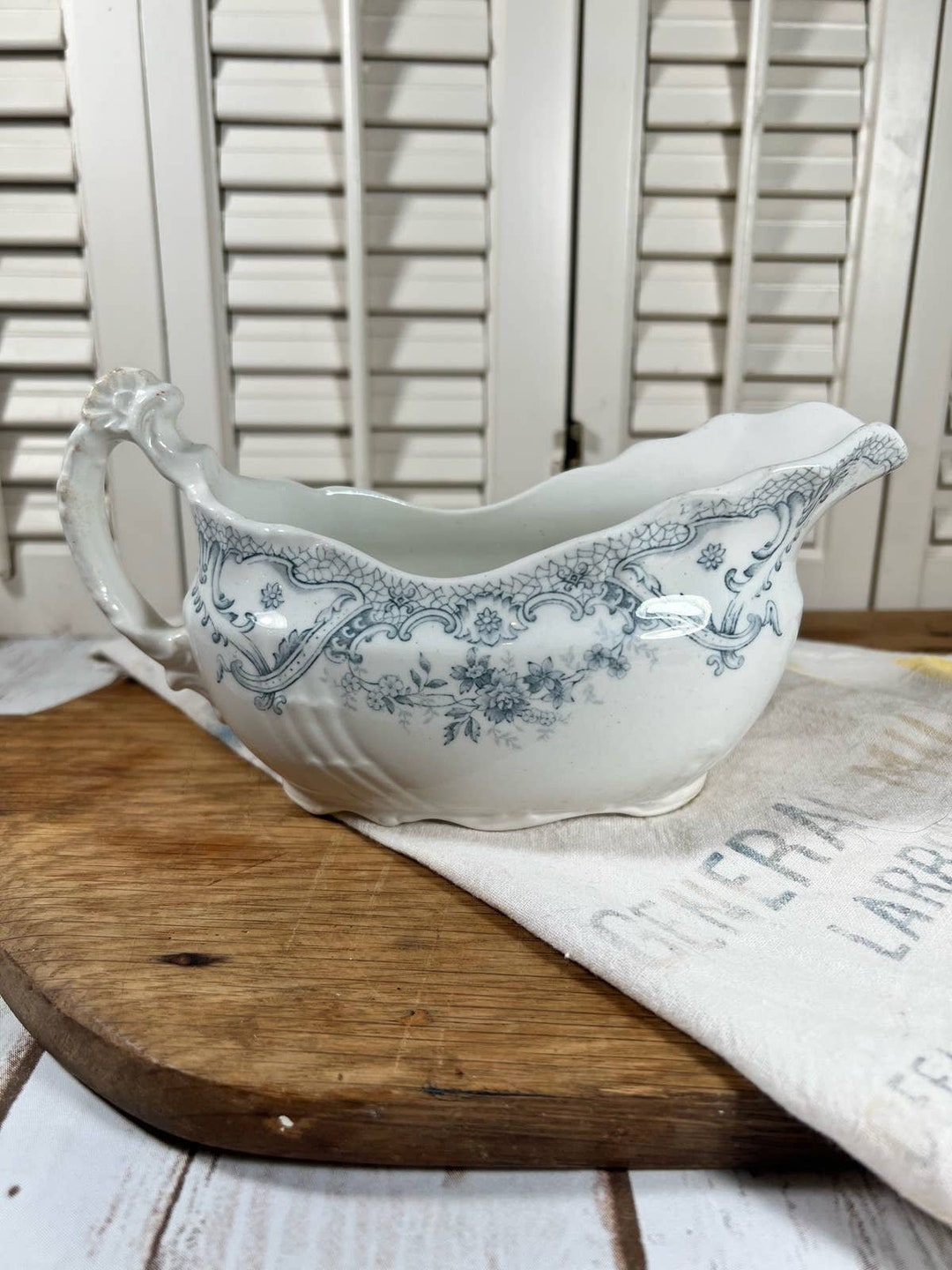 Antique Ironstone Transferware Gravy Boat John Edwards Etsy
