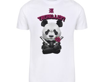 T Shirts For Mens Women Panda Rose Unisex Japanese Art White Tee