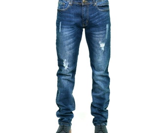 Mens Slim Fit Jeans  Ripped Stretch New Mens Trouser Stretchable Ripped Jeans