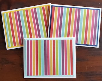 3-Pack Striped Cards ~ Greeting Cards ~ Blank Cards (Envelopes Included)