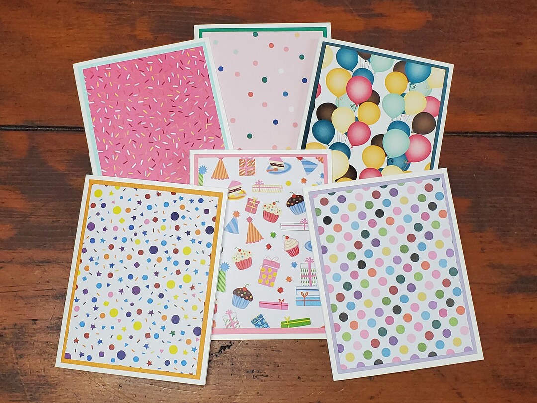 6-pack Confetti Party Cards ~ Birthday Cards ~ Blank Cards (envelopes ...