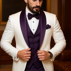 Men’s White Tuxedo for Groom – Wedding Suit | Proms, Luxury Dinner Jacket Customized Men Suit, Formal Wear for Weddings, Gift for him.