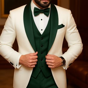 Men’s White Tuxedo for Groom – Formal Wear for Weddings | Luxury Dinner Jacket Customized, Wedding Suit, Proms,  Men Suit, Gift for him.