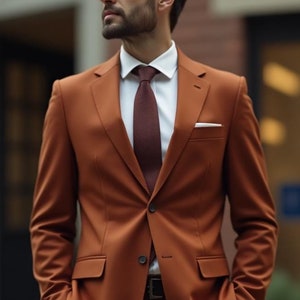 Trendy Men's Rust Two-piece Suit | Prom Suit, Groomsmen Suit, Wedding ...