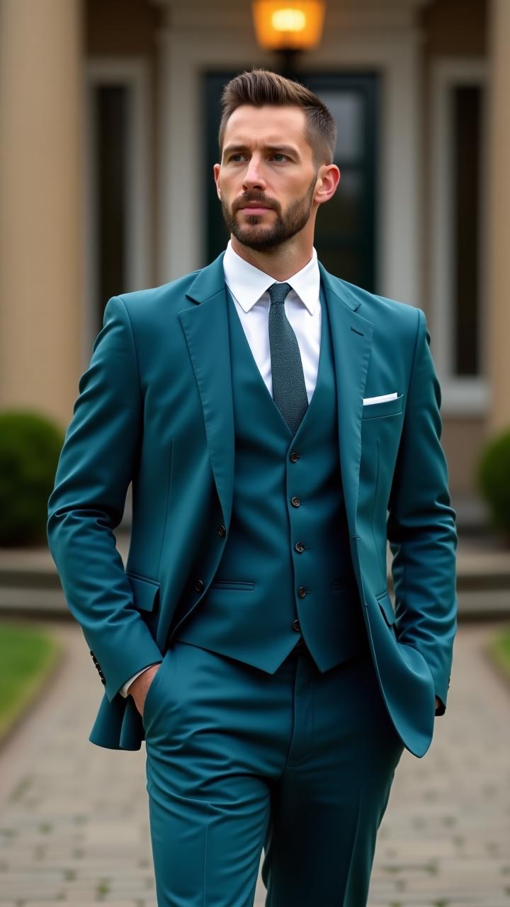 Costume Homme 3 Pièces Slim Fit - Veste, Gilet, Pantalon - Polyester élégant Pour Mariage, Bureau
