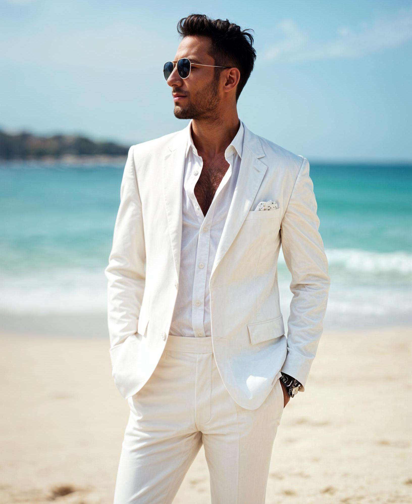 Suit White Shirt For Beach Wedding Linen Suit Beach Cocktail