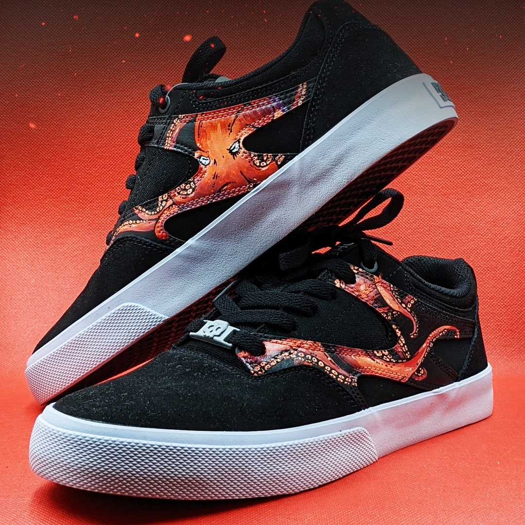 Custom Paint DC Shoes Kalis Vulc Orange Red Skateboard Size EU 42 5 USA 9 5 Only 1 Pair Made Unique High Quality Details Etsy