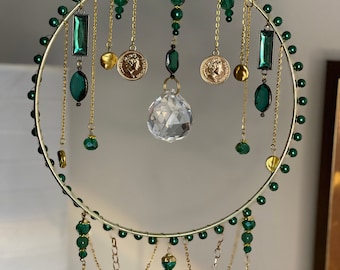 Emerald Crystal Sun Catcher: Victorian Inspired Home Decor
