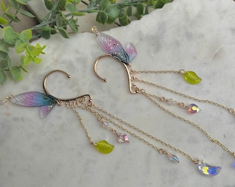 Fairy Wing Crystal Ear Cuff | Fantasy Jewelry Accessories | Festival Jewelry | Stars and moon Dangle Earrings | unique gifts for her