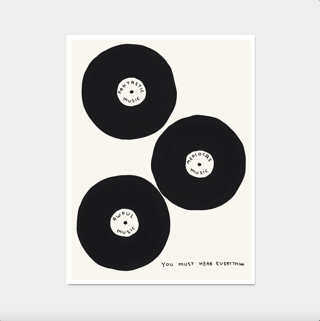 David Shrigley. Alles muss man hören. Musik Wandkunst. Poster für die