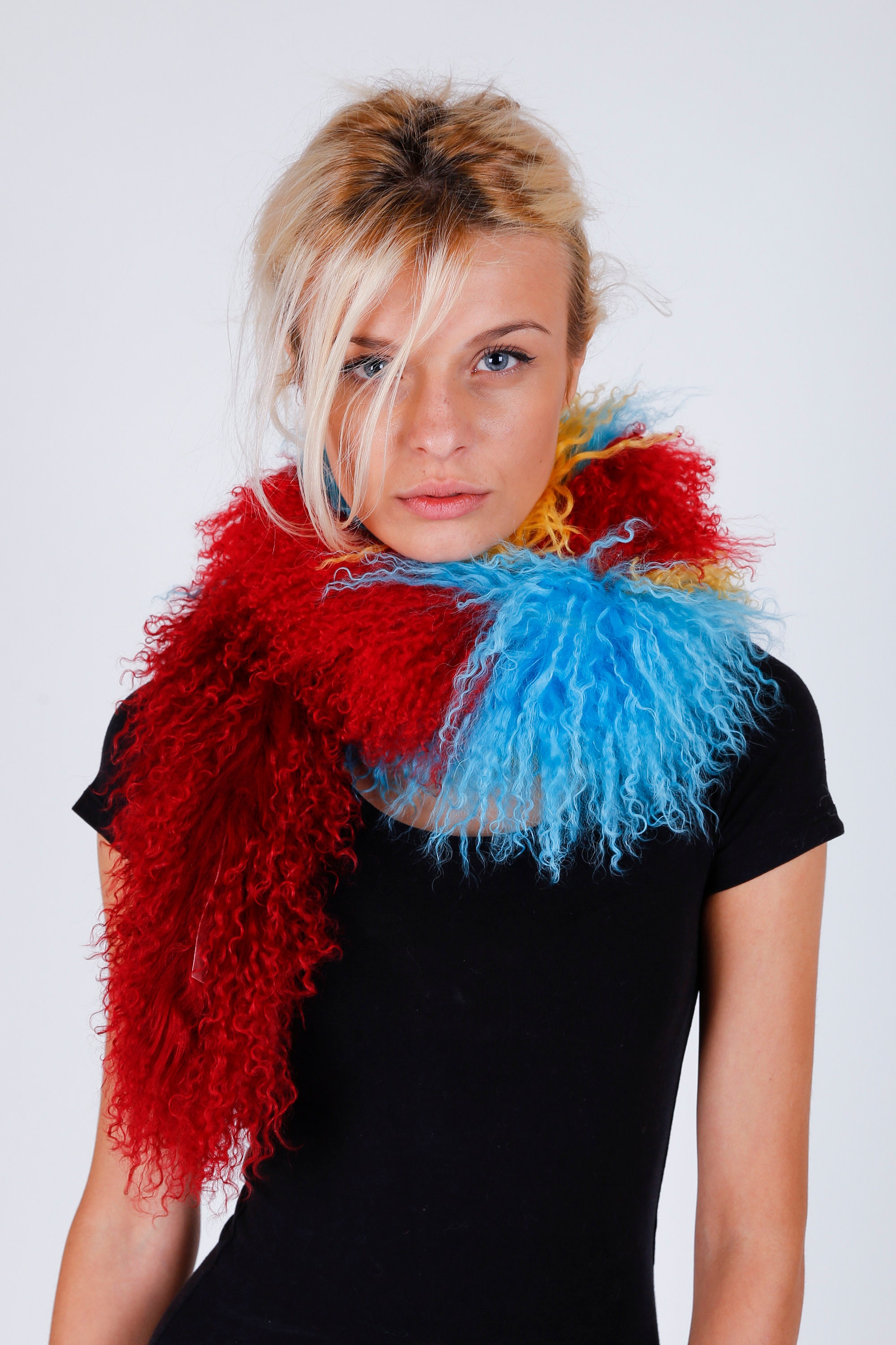 Twotone Mongolian Fur Scarf. Mongolian Fur Twotone Scarf. Etsy