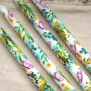 Bespoke Baby Shower candles| Custom candles| Hand painted 32cm long candle|Wedding candle| Birthday candles| Bespoke floral candles