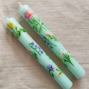 Hand painted Floral Candles| Veraman candles with wild flowers| Aesthetic decoration |For Mother| For Her| Upon order