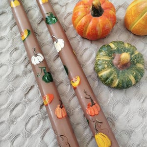 Autumn painted candles|Painted Long candles |Pumpkins on Tapered Candles| Thanksgiving candles| House warming|Table decor| Festive decor