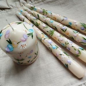 Easter painted candles| Hand painted taper candles|Aesthetic|Pastel|Easter decoration| Wedding candles| Spring candles| Table decor|Gift