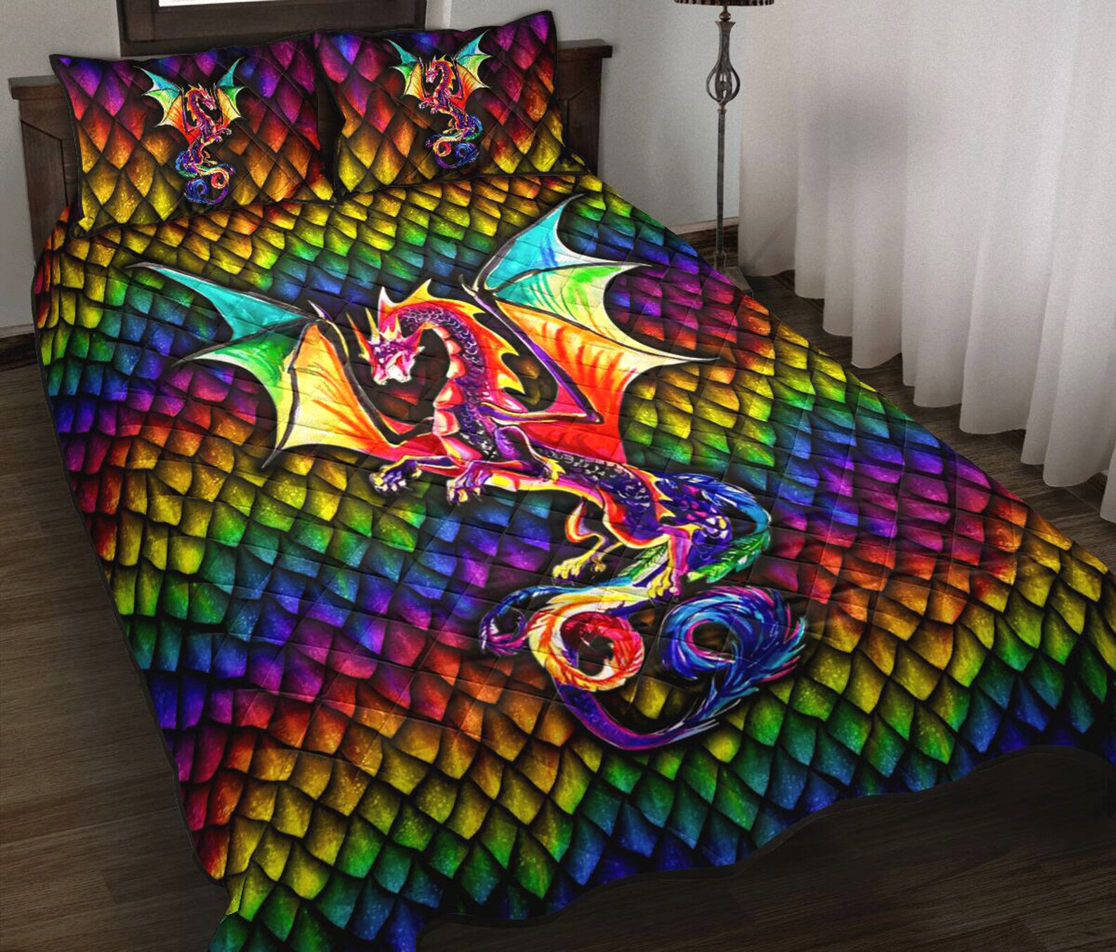 Dragon Scale Quilt Bed Set Bedding set Blanket For Girl Etsy