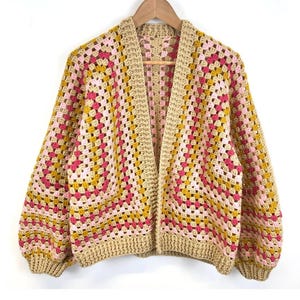 Hexagon Crochet Cardigan Pattern - Hexi Cardigan Crochet Pattern - Cardigan Crochet Pattern- 5 sizes (S to XXL) - In English - Pdf Files
