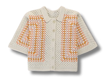 Crochet Shirt Pattern - Summer Top - Granny Square Cardigan Pattern - Women Size (5 Sizes: S to XXL) - Pdf Files in English