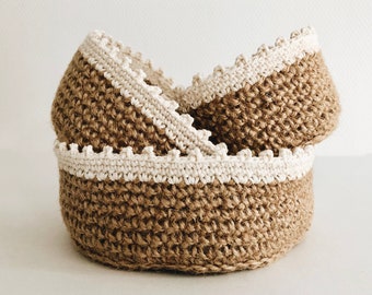 Crochet Storage Basket Pattern - Small crochet Basket Pattern -Easter Crochet Basket -  3 Sizes - Pdf Files - English & French Pattern