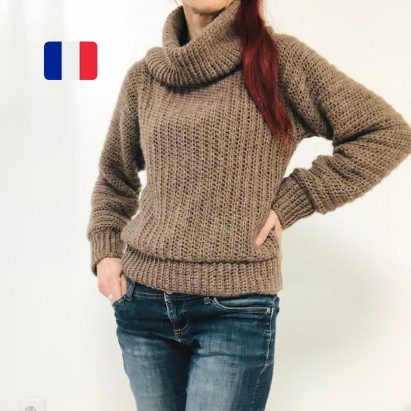 Pull Crochet Femme - Tuto pull au crochet - Crochet Facile - Modèle Crochet Débutant - Fichier Pdf - En Français