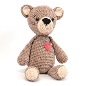 Plush Teddy Bear Crochet Pattern - Easy Teddy Bear pattern - crochet lovey bear pattern - PDF Files in English & French