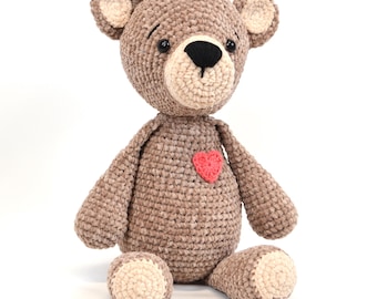 Plush Teddy Bear Crochet Pattern - Easy Teddy Bear pattern - crochet lovey bear pattern - PDF Files in English & French