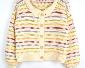 Cardigan Crochet pattern - Chunky crochet cardigan Pattern - Linen Stitch - Women Size (S to XXL) - Pdf Crochet Pattern - English and French