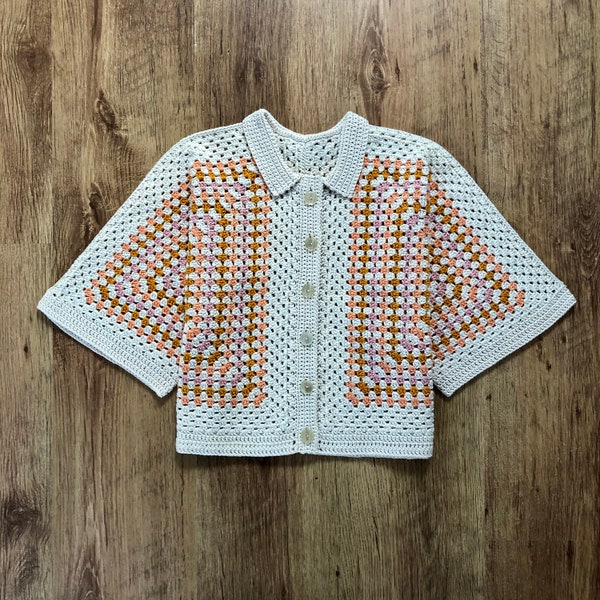 Granny Square Cardigan Pattern - Hexagon Cardigan Crochet Pattern - Summer Cardigan - Women Size (S to XXL) - Pdf Files in English