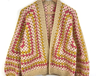 Granny Hexagon Cardigan pattern - Hexagon Crochet Cardigan Pattern - 5 sizes (S to XXL) - In English - Crochet pattern pdf