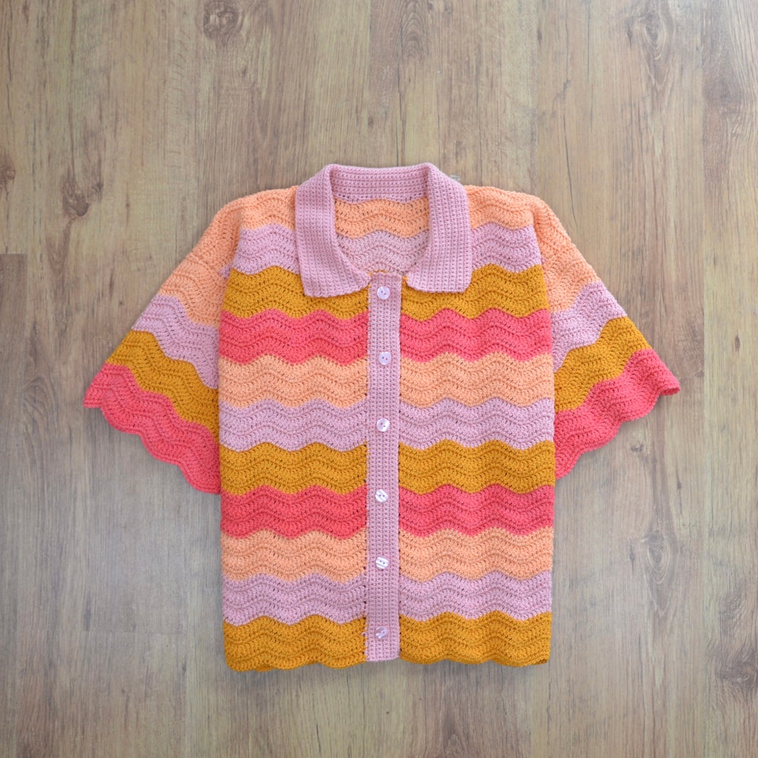 Oversized Crochet Button-up Shirt