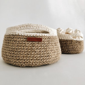 Crochet Storage basket Pattern - Crochet rope basket pattern - 2 Sizes - Pdf Files In English & french - Easy Pattern