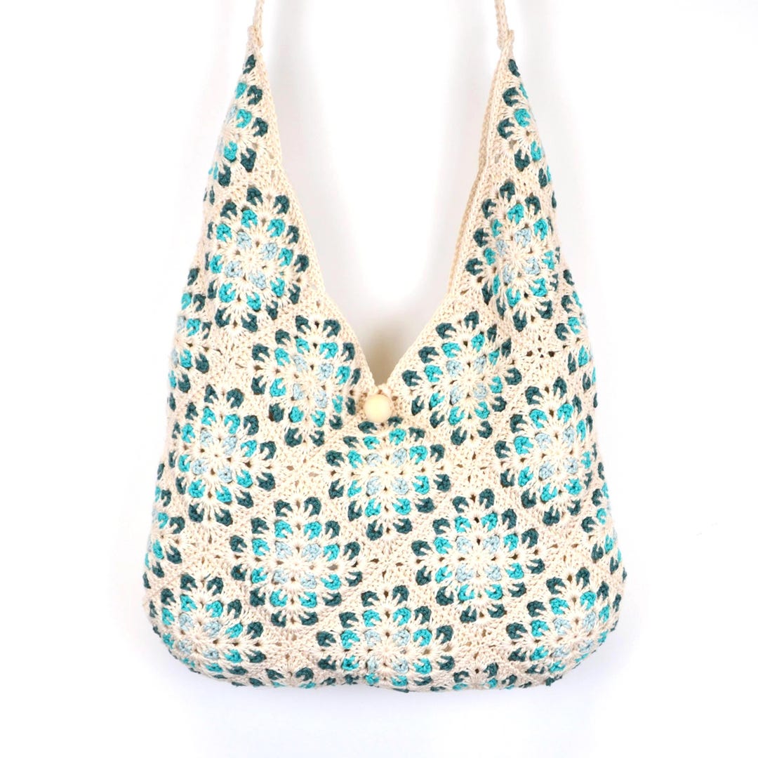 Granny Square Market Bag Crochet Pattern - Boho Crochet Tote Pattern ...