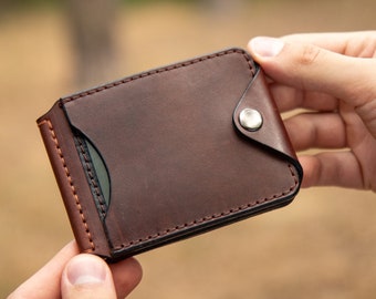 Leather Money Clip, Small leather wallet, Leather Money Clip, Gift for Men, Minimalist Wallet with Credit Card Holder, Gift for Him