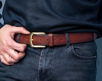 Leather Belt, Vintage Leather Belt,  Buckle Leather Belt, Brown Leather Belt, Mens Leather Belt, Gifts for Him, gift for boyfriend