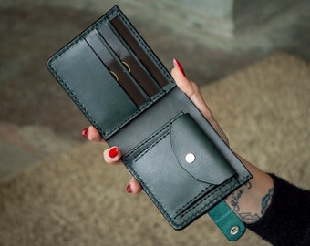 Cartera de cuero para hombre, Cartera de cuero para hombre delgada, Cartera de cuero de grano completo, Cartera minimalista, Regalo para novio, Regalo para él, Regalo para papá