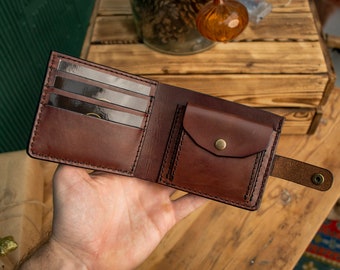 Cartera de cuero personalizada, billetera de cuero Bifold, billetera de regalo del día del padre, billetera de cuero de regalo de papá, billetera Classy Mens personalizada