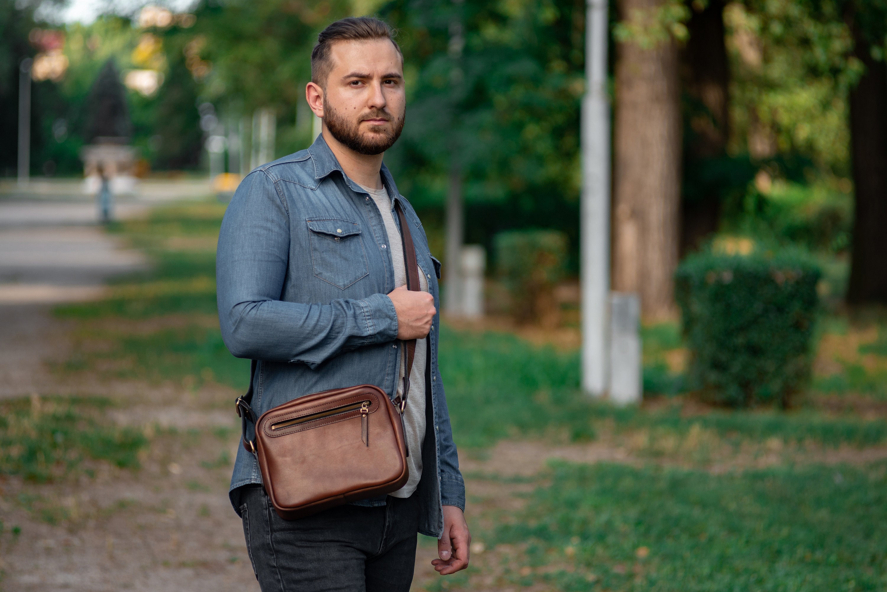 Leather Bag Mens Bag Man Purse Tablet Bag Leather Etsy